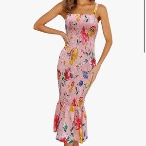 Sabo Skirt Pink and Yellow Floral Midi Dress